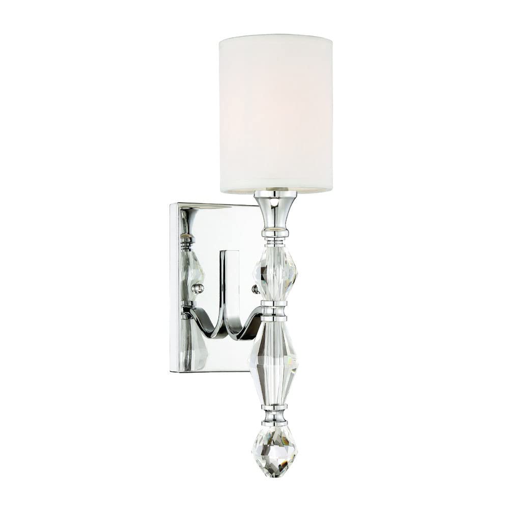 DESIGNERS FOUNTAIN Evi Wall Sconce Light, 16.5 Inch Lighting Fixture for Bedroom, Bathroom and Entryway, White, 89901-CH