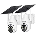 SEHMUA 2K Solar Security Cameras Wireless Outdoor, 2 Pack 360° View Pan/Tilt WiFi Security Camera Outside with Color Night Vision,Easy to Install, PIR