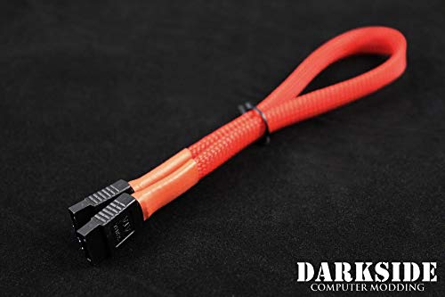 Darkside 30cm (12") SATA 3.0 180° to 180° Data Cable with Latch - Red UV (DS-0145)