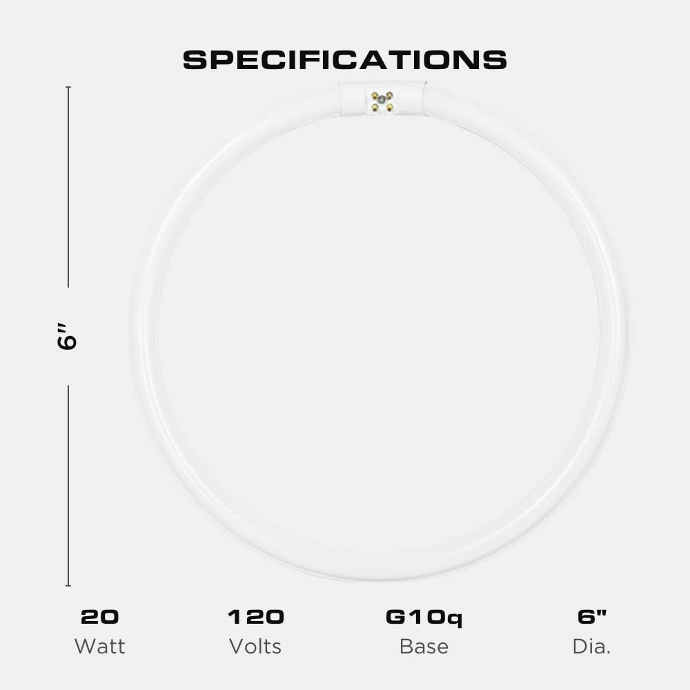 FC6T5/CW, 20 Watt, T5 Circline Fluorescent Tube, 4100K, Cool White, 6 Inch