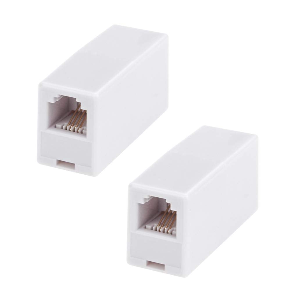 RFAdapter RJ11 Coupler, 2 Pack Telephone Phone Line Connector Coupler RJ11 6P4C Inline Keystone Jack Female to Female Straight Telephone Cable Cord