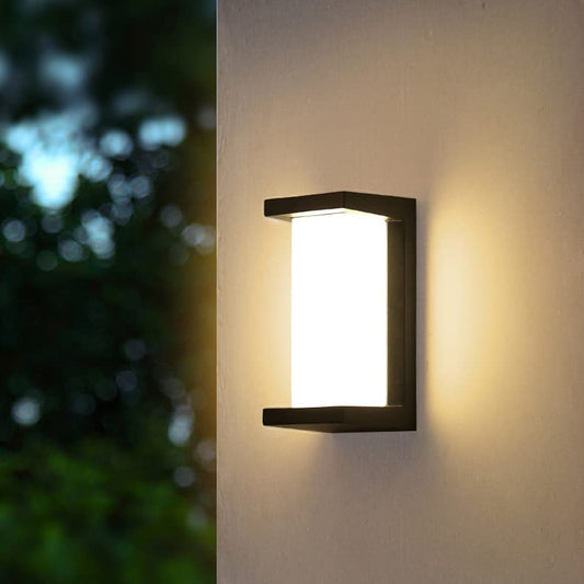 18W Dimmable LED Outdoor Wall Sconce with Remote Control, IP65 Waterproof Exterior Porch Light, 3000K-6500K Adjustable Color Temperature, Black