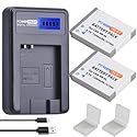 PowerTrust 2 Pack NB-6L NB-6LH Camera Battery and LCD USB Charger for Canon PowerShot SX170 is, SX240 HS, SX260 HS, SX270 HS, SX280 HS, SX500 is