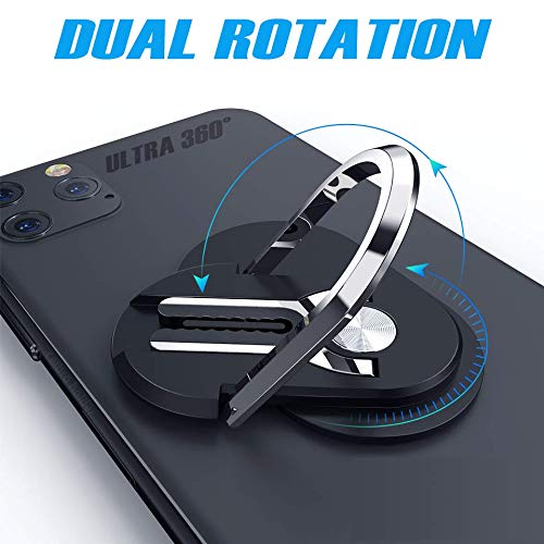PeekOfUnique Ultra 360 Phone Mount and Stand, 3-in-1 Design, Car Mount, Fold Out Kickstand, Phone Holder Grip Ring - Official Product (Blue)