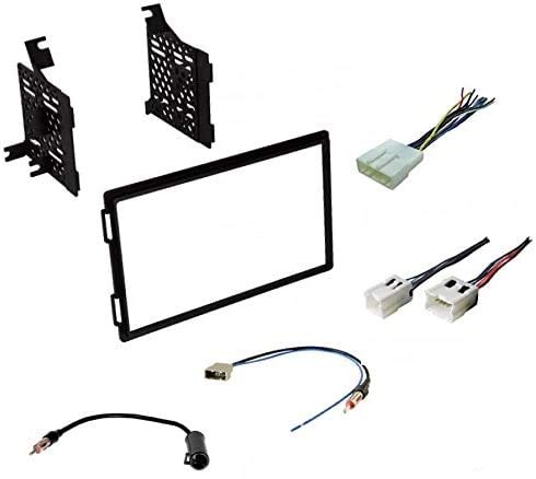 ASC Audio Premium Car Stereo Install Dash Kit, Wire Harness, and Antenna Adapter for Select Nissan Vehicles - Double Din Radio Compatible