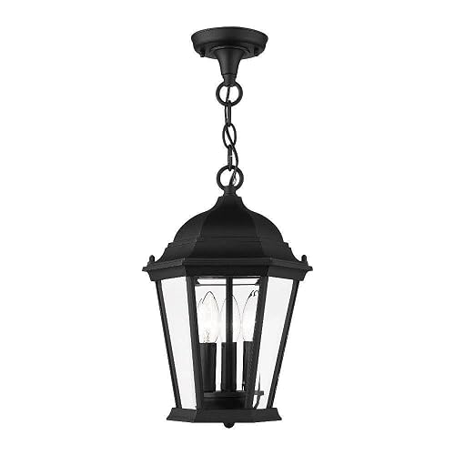 Livex Lighting 7564-14 Hamilton 3 Light Outdoor Chain Hang, Black,Black Lighting, 0.1 x 0.1 x 14