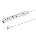 10 Ft Power Strip Surge Protector with USB Ports, Flat Plug Extension Cord, 5 AC Outlets and 3 USB Charging Ports, Wall Mountable for Home, Office