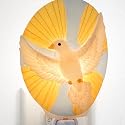 Holy Spirit Dove Night Light, Hand-Painted Bonded Marble, Plug-in Wall Lamp with UL Base, Religious Christian Decor, White, 4.5 x 3.5 x 6 Inches from