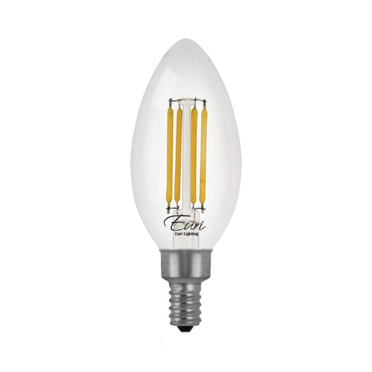 Euri Lighting VB10-3000cec-4, 4-Pack Dimmable LED B10 Filament, 5.5W (50W Equiv) 500lm, 90+ CRI, Soft White (3000K) E12, 120V, Wet Rated, JA8, CA