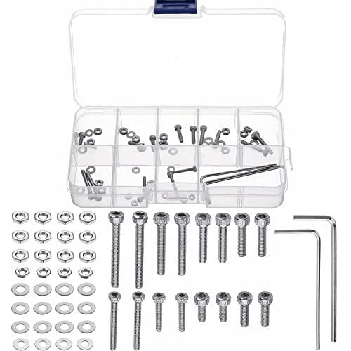 50PCS Headshell Screws, Universal Turntable Cartridge Headshell Mounting Kit, 304 Stainless Steel Button Head Hex Socket Cap Screws Bolts, Washers