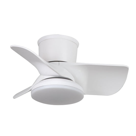 kathy ireland HOME (KICF58332) Plumier 22-Inch Flush Mount Ceiling Fan, Matte White - Low-Profile Hugger Indoor Fan for Small Rooms
