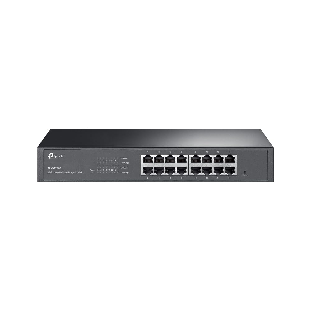TP-Link 16 Port Gigabit Easy Managed Switch, VLAN, Auto Loop Prevention, IGMP Snooping, Fanless, Managed by Omada, Durable Metal w/ Shielded