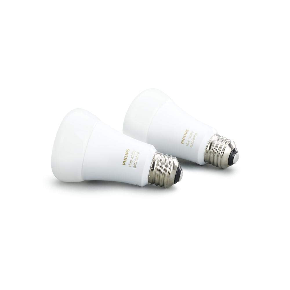 Philips Hue White Ambiance A19 2-Pack 60W Equivalent Dimmable LED Smart Bulbs (Hue Hub Required, Works with Alexa, Apple Homekit & more), Old Version