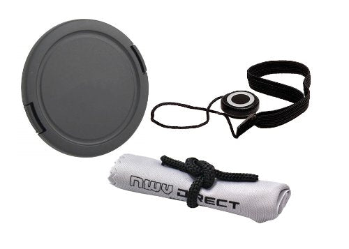 Digital Nc Lens Cap Side Pinch (49mm) + Lens Cap Holder + Nwv Direct Microfiber Cleaning Cloth for Sony Alpha Alpha NEX-3