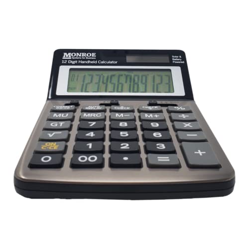 Monroe Handheld 12-Digit Calculator with Check and Correct Functionality