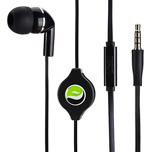 Premium Black Retractable Mono Headset Single Earbud Earphone Mic for Amazon Kindle, DX, Fire, Fire HD 6, HD 7 8 10 - Fire HD 8.9, HD8, HD10, Kids…