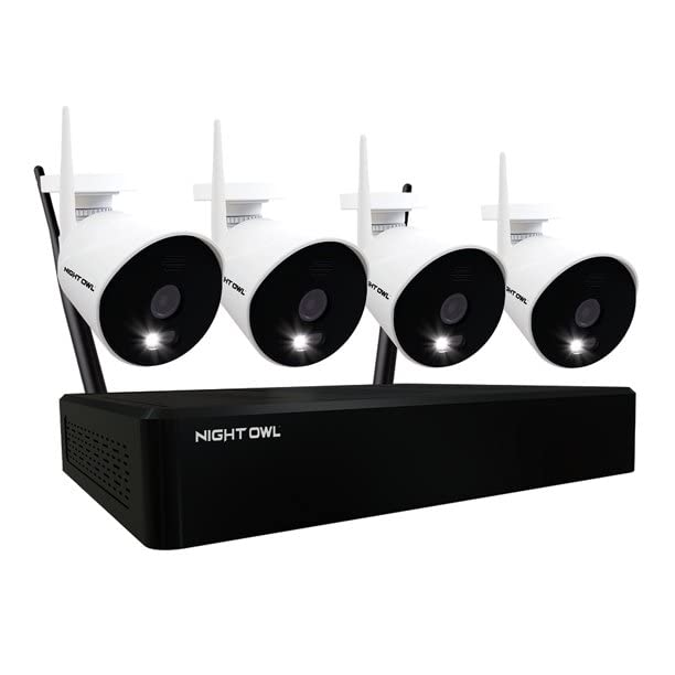 Night Owl Security Camera System, 10 Channel Wi-Fi NVR with 1TB Hard Drive, 4 Wi-Fi IP 1080p HD Spotlight Surveillance Bullet Cameras, 2-Way Audio