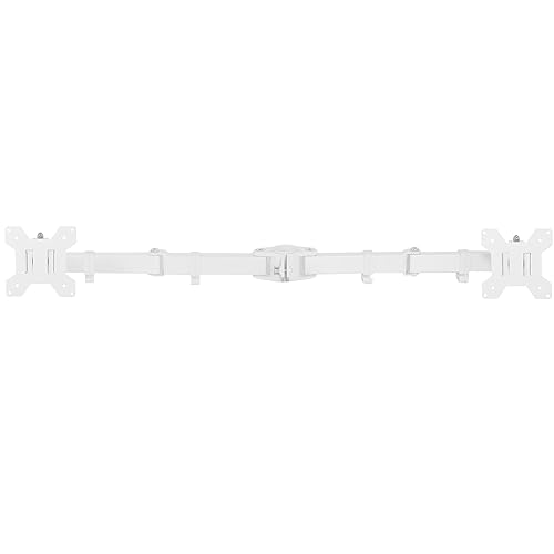 VIVO White Fully Adjustable Dual Monitor Arm for Desk Mount Stand, Double Monitor Arm for 2 Screens up to 27 inches, PT-SD-AM02AW