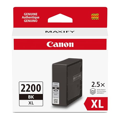 Canon PGI-2200XL Genuine Pigment Black Ink Tank, Compatible with IB4120, MB5420, MB5120, IB4020, MB5020, and MB5320 (Optional) Printers