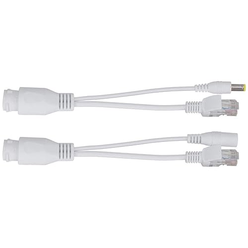 12V PoE Compatibility Adapter, Power Over Ethernet Passive POE Adapter Cable Splitter for Surveillance Camera(White)