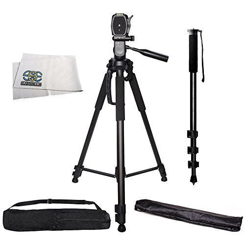 PRO 72-Inch 3-Way Panhead Tilt Motion Built in Bubble Leveling Tripod with Soft Carrying Case and Monopod for DSLR Cameras