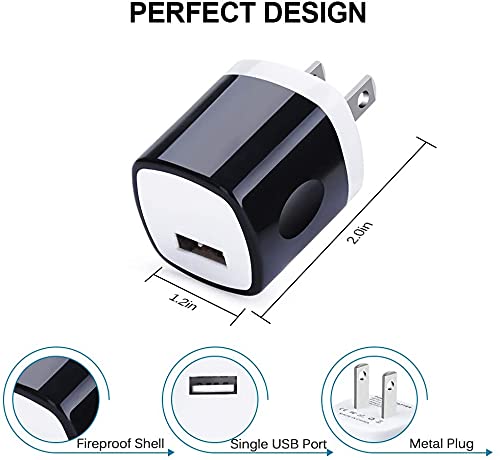 USB Charger Block 10 Pack, UorMe 1A 5V Single Port Power Adapter Charging Phone Cube Box Brick Plug Pack Compatible with iPhone 14 13 12 SE 11 X 8