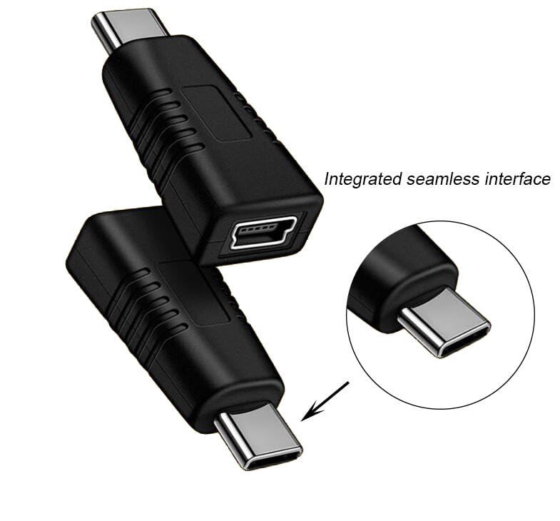 MTUERANC USB C to Mini USB Adapter [2 Pack], Type C Male to Mini USB Female Adapter Suitable for in Car Dashcam, Camera, Etc