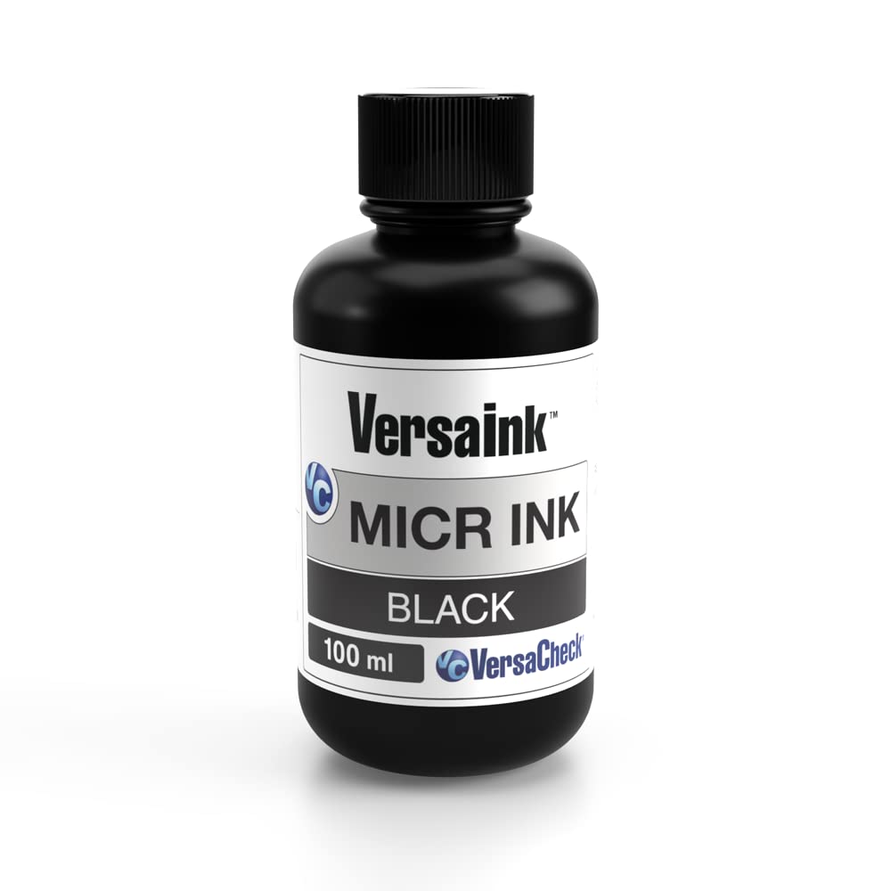 VersaInk-Nano Black MICR Ink -100ml - Magnetic Ink for Check Printers and All-in-One Inkjets, MICR Black (VIMB1S-6512)