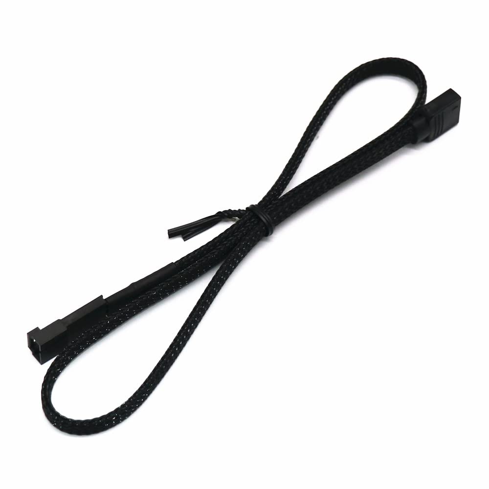 Angitu for Corsair Fan RGB ARGB Adapter Cable HD LL120 140 QL 3Pin 4Pin Fan to 5V 3Pin RGB LED Cable 50cm (Black Sleeved 3P Male)