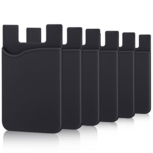 Adhesive Card Holder, 6 Pack Silicone Credit Card Holder for iPhone, Adhesive Silicone Back of Phone Wallet,Rubber Card Holder for Phone Case