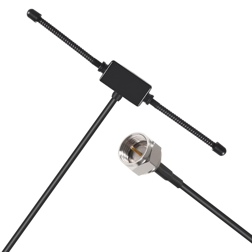 FM Dipole Antenna Adhesive Mount with 3 Connector Adapters for TV Radio Home Stereo Receiver Indoor Music System AV Audio Video Home Theater Receiver