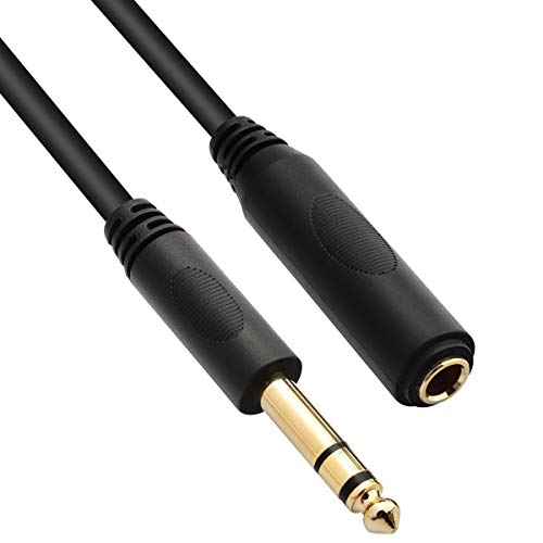 Tisino 1/4 Extension Cable 10 ft, Headphone Extension Cable Quarter inch TRS Male to Female Stereo Guitar Extension Cable Cord