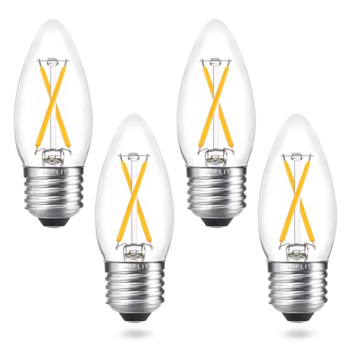 AIELIT Dimmable LED Candle Light Bulb, Vintage 2W B11 E26 LED Candelabra Bulbs 25 Watt Equivalent for Hotel Bedroom Entryway Chandelier Pendant Lights