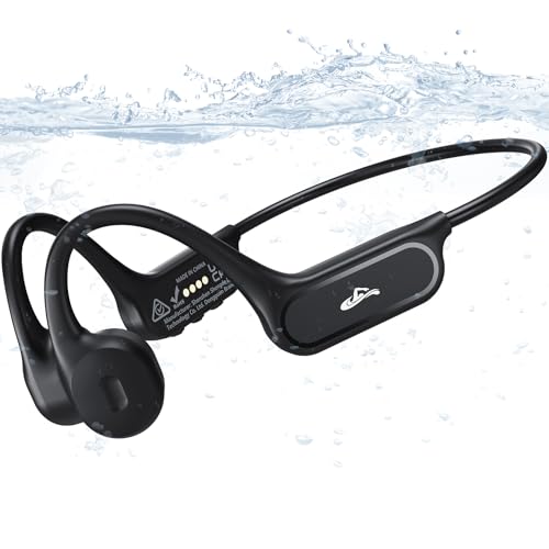 SAMVEK Swimming Headphones, IP68 Waterproof Bone Conduction Headphones for Swimming, Bluetooth 6.1 Swimming Headphone Underwater with MP3 Mode 32GB