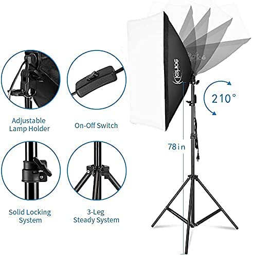 Kshioe Photography Lighting Kit, 6.5x10feet/2x3m Backdrops Stand Support System, 5 in 1 reflectors, 1600w 5500k Umbrellas Softbox Continuous Lighting