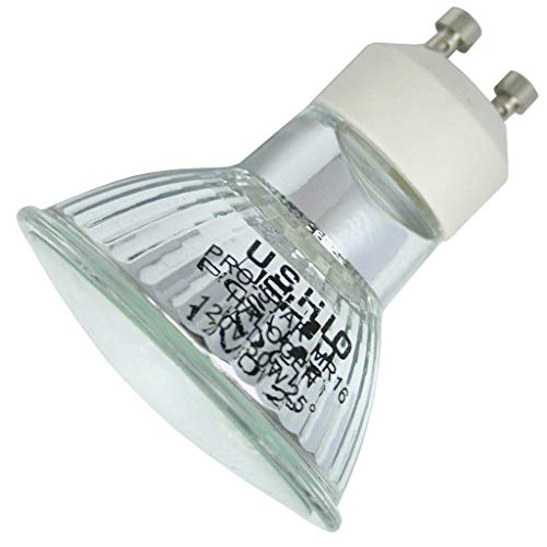 Ushio 1003301 - 50 Watt Halogen Light Bulb - MR16 - Pro-Star - Narrow Flood - Glass Face - GU10 Base - 2,500 Life Hours - 120 Volt