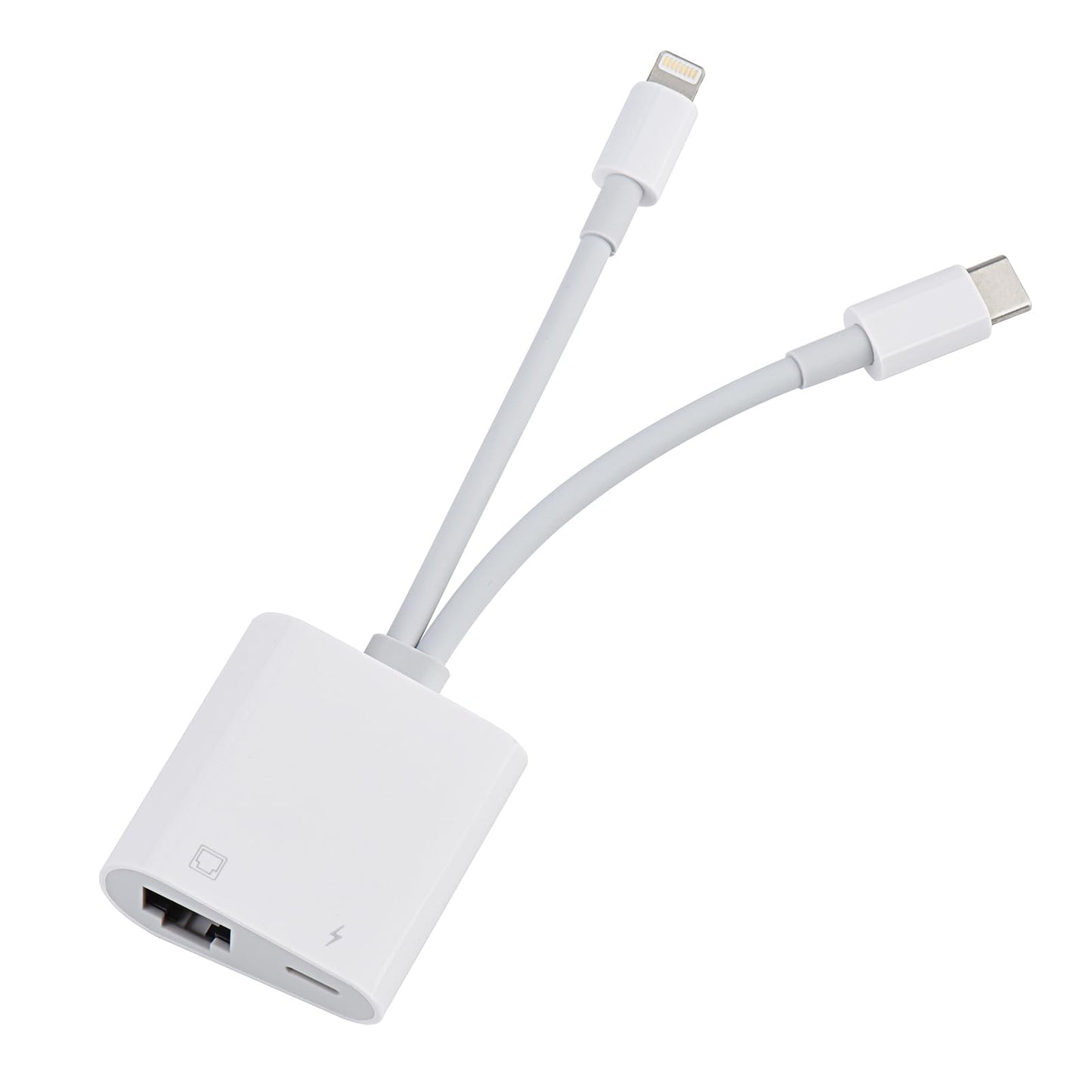 Lightning and USB C to Ethernet Adapter,2 in 1 RJ45 Ethernet LAN Network Adapter with Charge Port Compatible with iPhone/iPad/iPod/Samsung