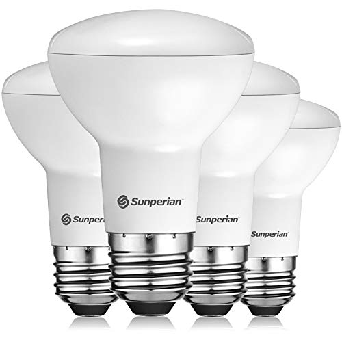 SUNPERIAN BR20 LED Bulb, 6W=50W, 5000K Daylight, 550 Lumens, Dimmable Flood Light Bulbs for Recessed Cans, Enclosed Fixture Rated, Damp Rated, UL