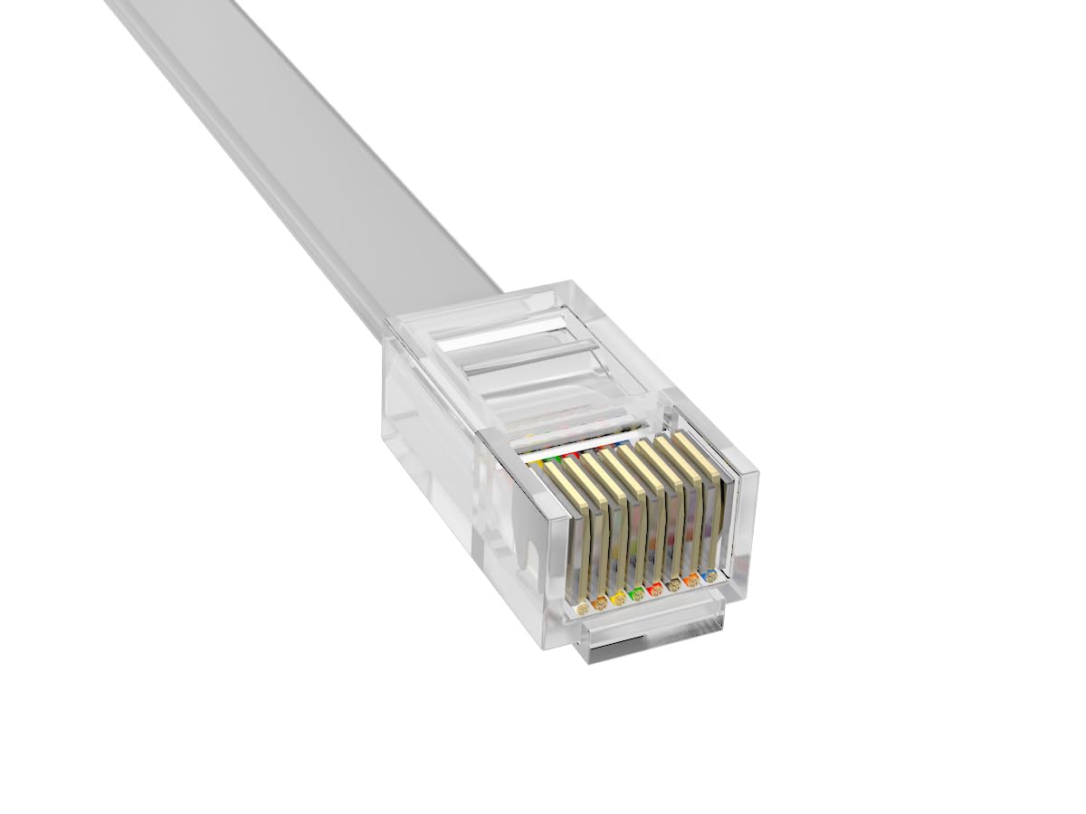 CableLeader 7ft RJ-45 8P8C Reverse Cat6 Ethernet Network Cable - Gold Plated, Telephone Line Flat Cord for Routers/Switches/Modems/VoIP Phones