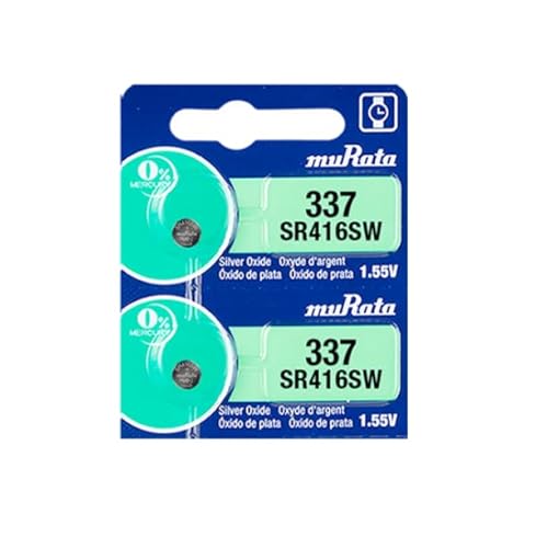 Murata 337 SR416SW Battery 1.55V Silver Oxide Watch Button Cell - Replaces Sony 337 (2 Batteries)