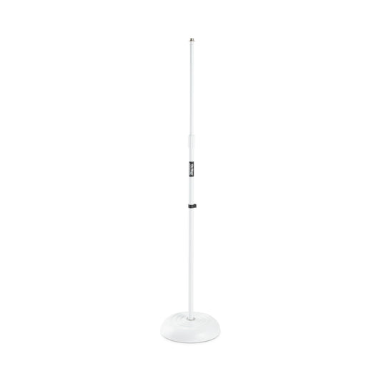 On-Stage MS7201W Round-Base Mic Stand (Supports Dynamic and Condenser Microphones, Height Adjustable 33"-60", Standard 5/8"-27 Threading, 7 lb, 10"