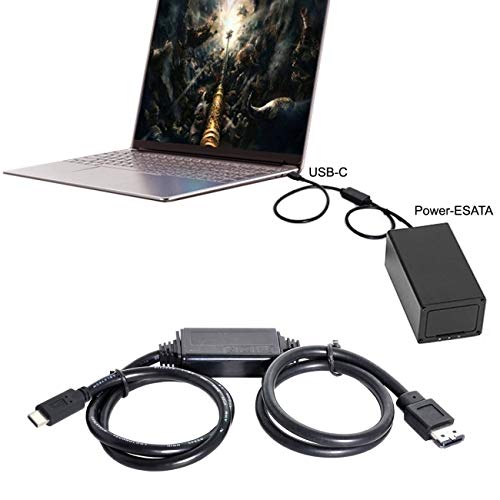 cablecc USB-C Type-C to Power Over eSATA DC5V Adapter USB3.0 to HDD/SSD/ODD eSATAp Converter Cable