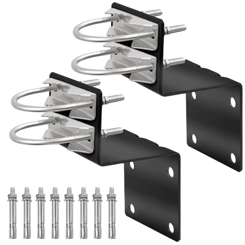 XRDS-RF Antenna Mount Kits - Black-Coated Pole Mount Bracket with Double U-Bolts Clamp V Jaw Bracket for Outside Home Antenna Holder - 2 Sets
