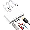 SD/MicroSD Card Reader for iPhone/iPad, 7-in-1 USB-A & USB C & Lighting to Memory Card Reader, USB Camera Adapter with PD Fast Charging Compatible