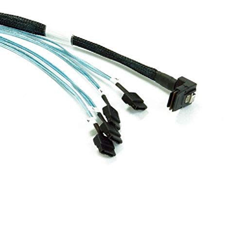 SFF-8087 90 Degree Mini SAS 36 Pin to SATA 7 Pin Cable - .75 Meter