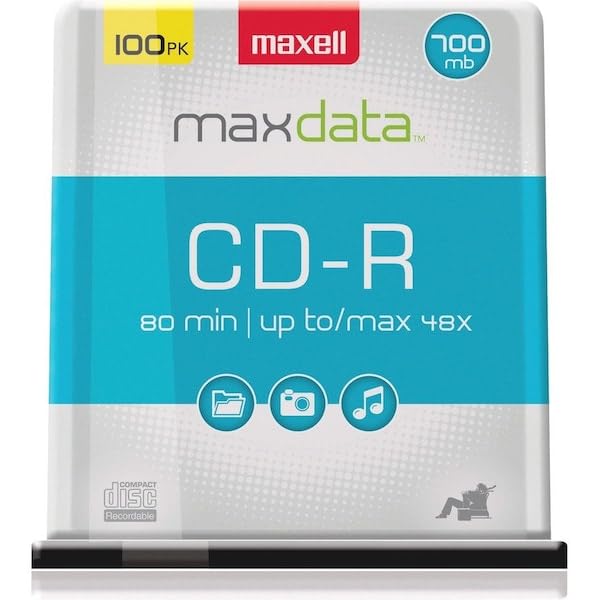 Maxell 648200, Premium Quality Noise free Surface Playback Recordable CDs 700Mb Storage - 2x to 48x, Write Speed 80 minutes - Blank CDs, CD Storage