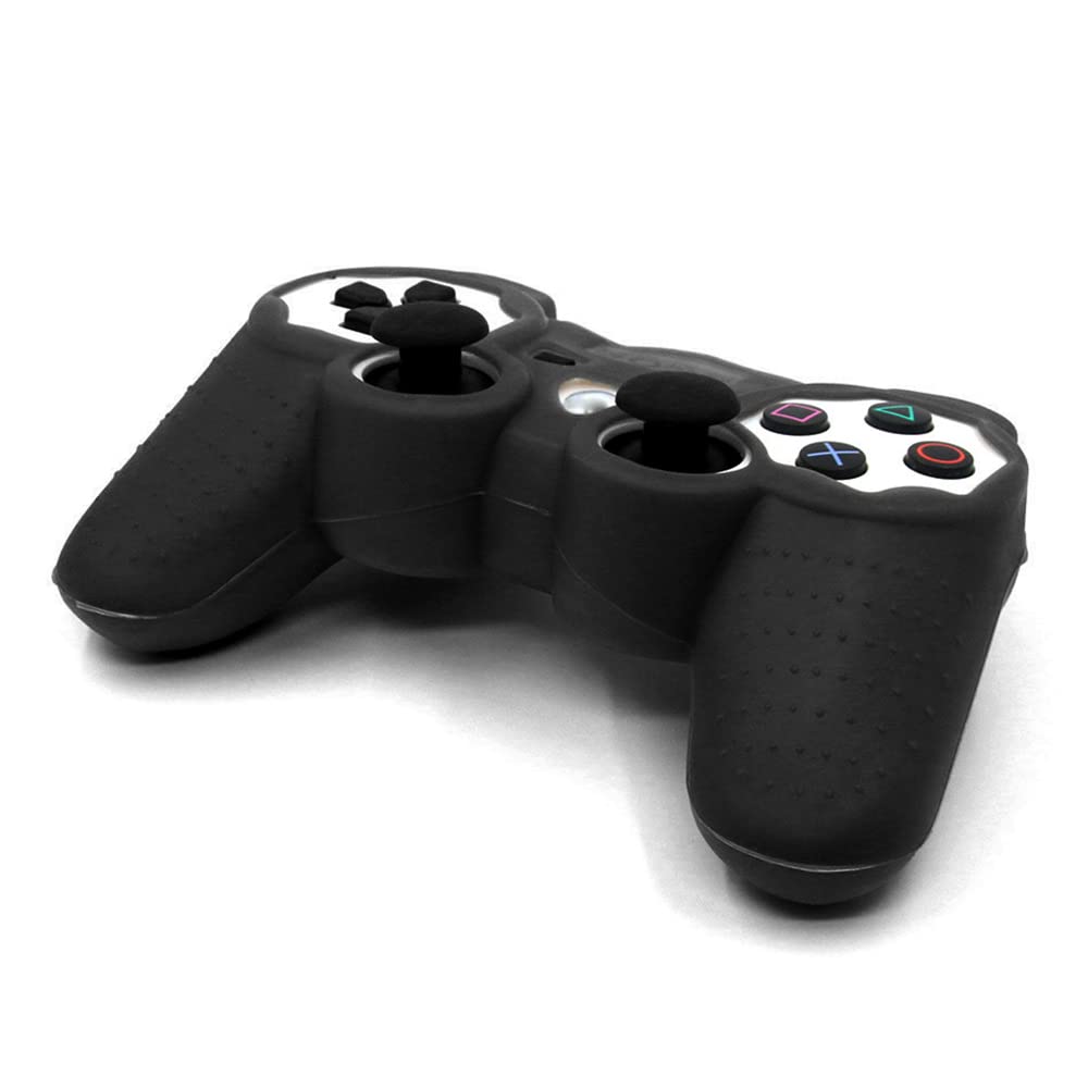 OSTENT Protective Silicone Gel Soft Skin Case Cover Pouch for Sony PlayStation PS2 PS3 Controller Color Black
