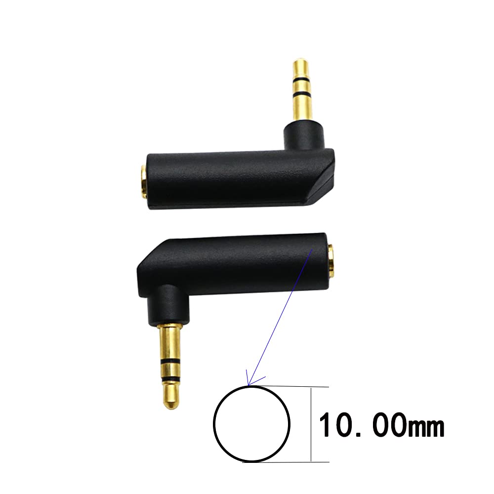 rgzhihuifz 3.5mm Angle Male to Female Audio Adapter, 90 Degree Right Angle Gold-Plated TRS Stereo Jack Plug AUX Connector Compatible with Headset