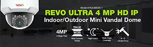 Revo America Ultra 4Ch. 1TB HDD 4K IP NVR Security System - Fixed Lens 2 x 4MP IP Bullet Cameras & 2 x 4MP Dome Camera - Remote Access via Smart