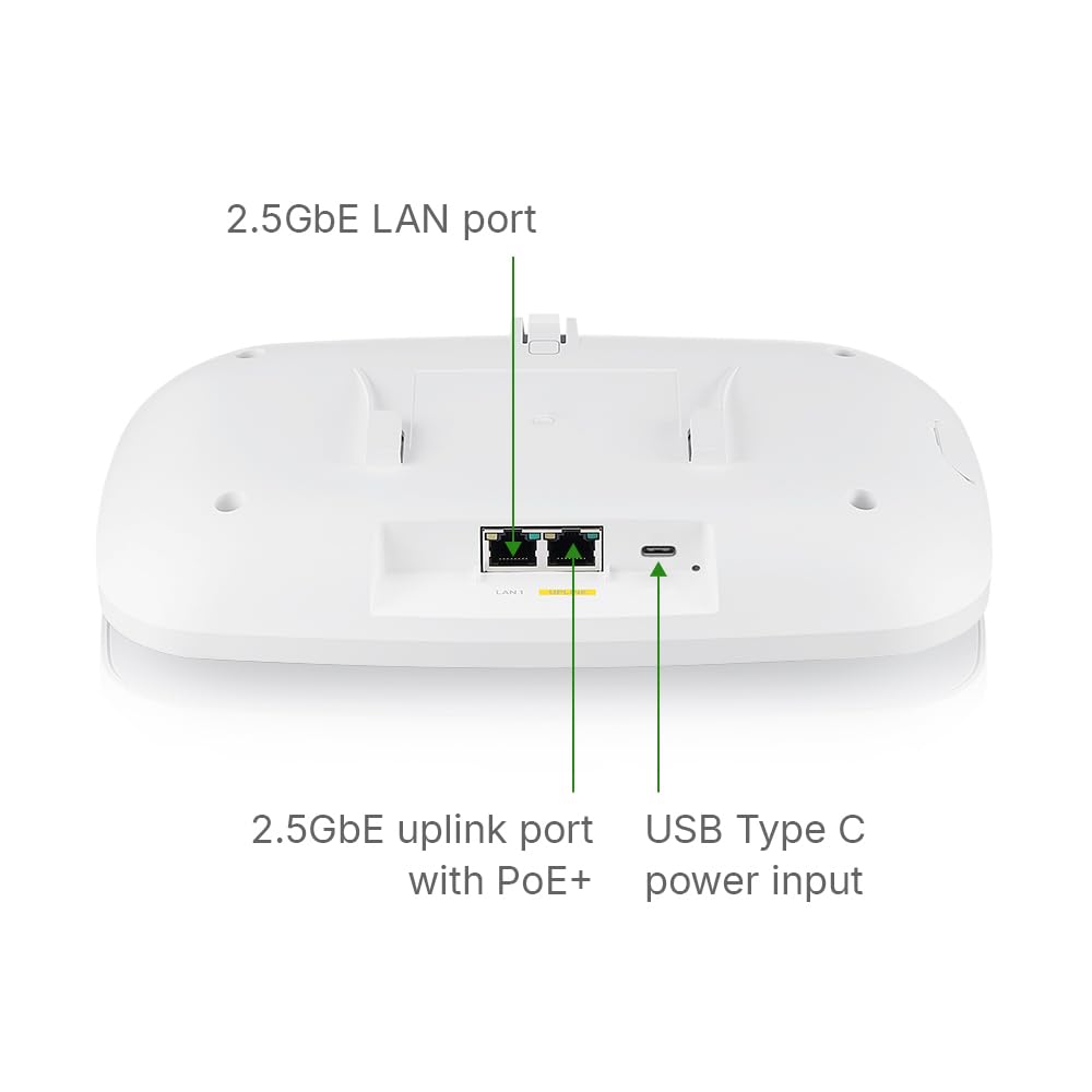 Zyxel WiFi 7 BE11000 Access Point | 2X 2.5G Ethernet Ports | PoE+ | Triple Radio | Mesh | PTP Bridge | Cloud, App or Direct Management | USB C Power